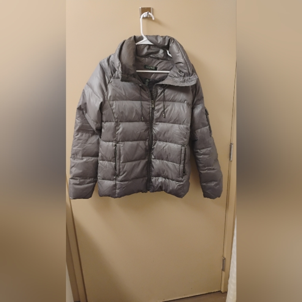 Lauren Ralph Lauren Women's Gray Puffer Down Fill Jacket Sz M